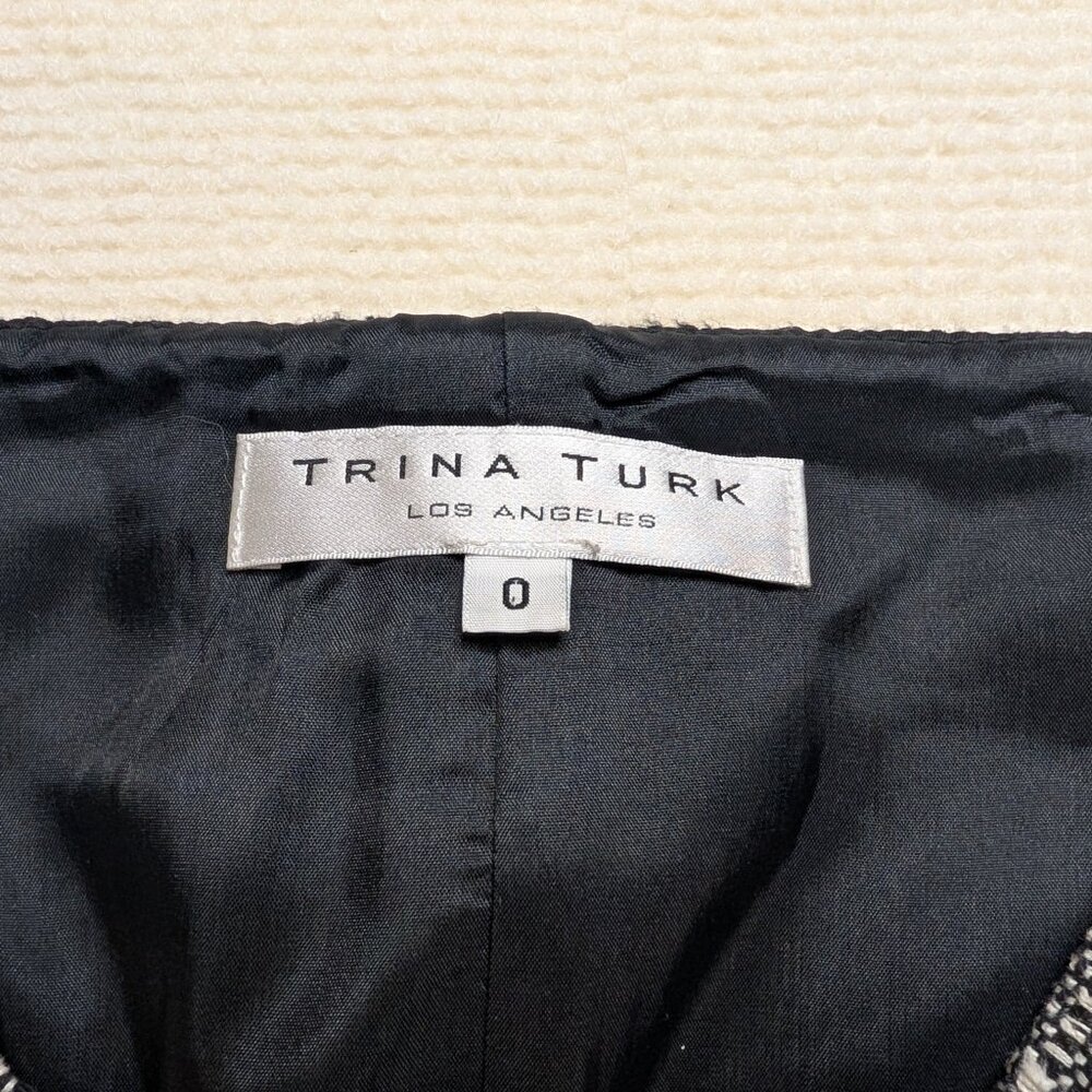 Trina Turk Los Angeles tweed pencil skirt - size 0 - black/cream - Picture 3 of 9